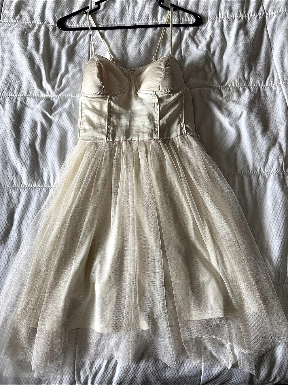 Band of Gypsies Satin Bustier Tulle Mini Dress Cream Large